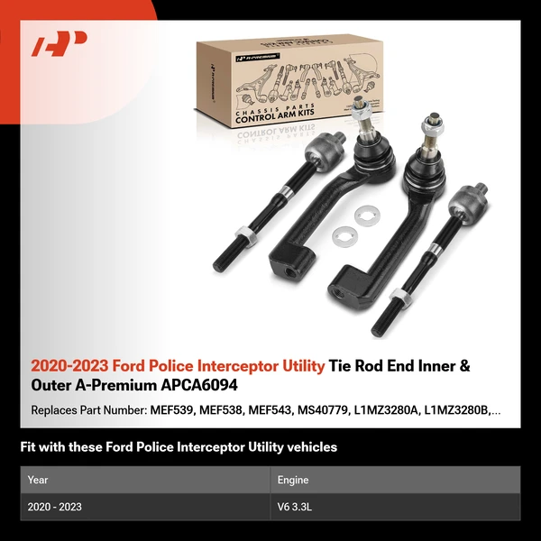2020-2023 Ford Police Interceptor Utility Tie Rod End Inner & Outer A-Premium APCA6094