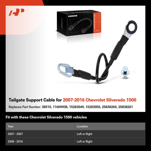 Tailgate Support Cable for 2007-2016 Chevrolet Silverado 1500