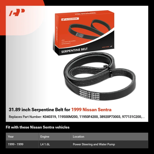 31.89 inch Serpentine Belt for 1999 Nissan Sentra