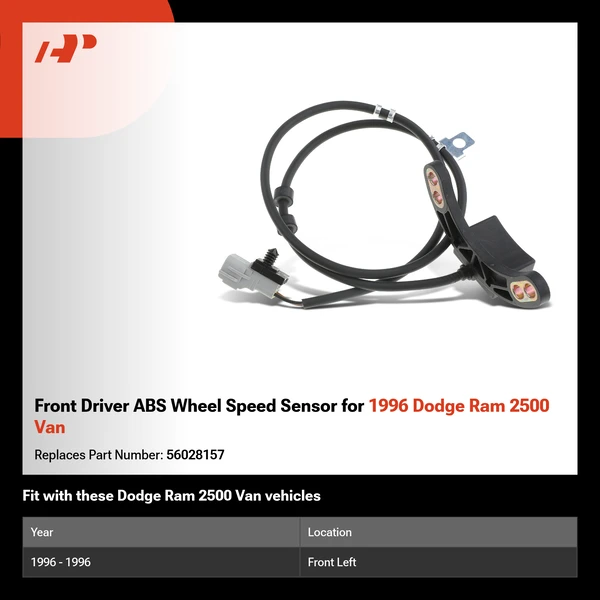 Front Driver ABS Wheel Speed Sensor for 1996 Dodge Ram 2500 Van