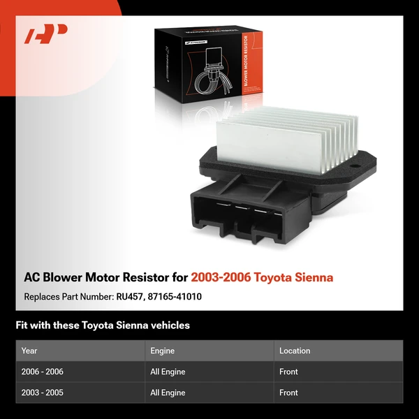 AC Blower Motor Resistor for 2003-2006 Toyota Sienna