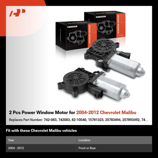 2 Pcs Power Window Motor for 2004-2012 Chevrolet Malibu