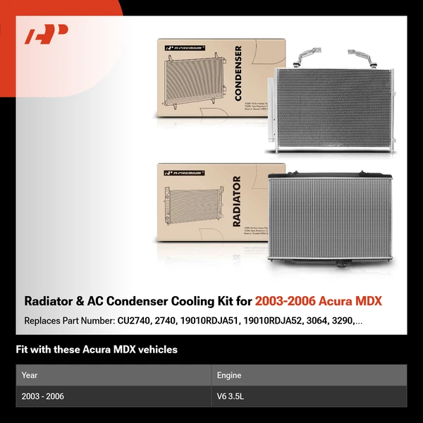 Radiator & AC Condenser Cooling Kit for 2003-2006 Acura MDX