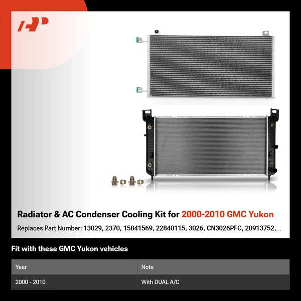 Radiator & AC Condenser Cooling Kit for 2000-2010 GMC Yukon