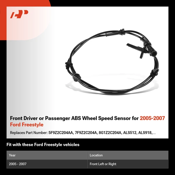 Front Driver or Passenger ABS Wheel Speed Sensor for 2005-2007 Ford Freestyle