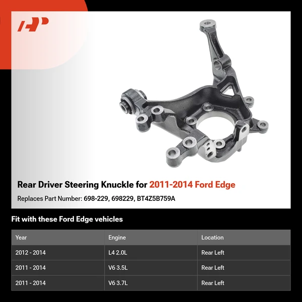 Rear Driver Steering Knuckle for 2011-2014 Ford Edge