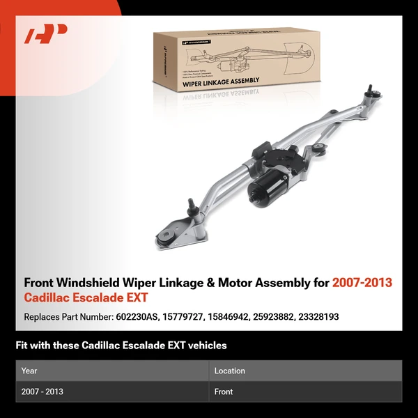 Front Windshield Wiper Linkage & Motor Assembly for 2007-2013 Cadillac Escalade EXT