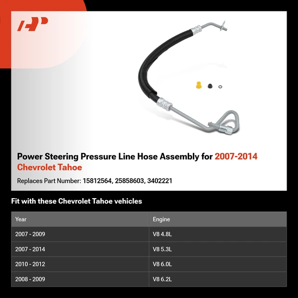 Power Steering Pressure Line Hose Assembly for 2007-2014 Chevrolet Tahoe