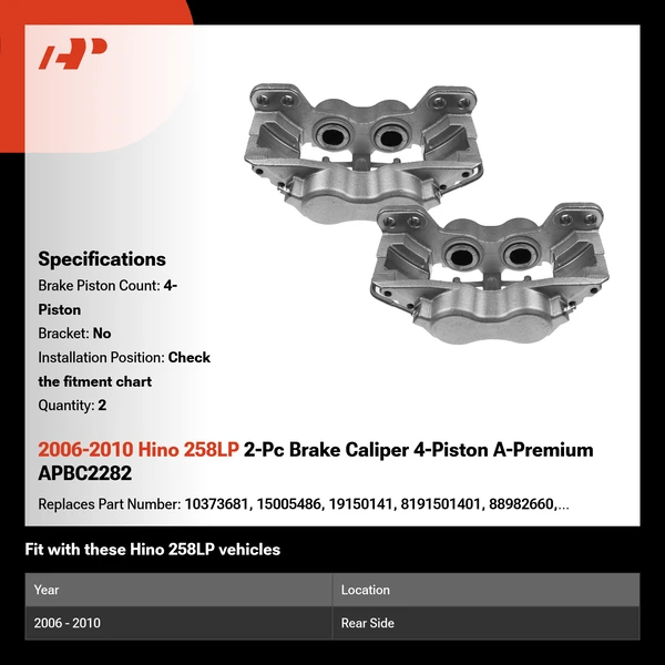 2006-2010 Hino 258LP 2-Pc Brake Caliper 4-Piston A-Premium APBC2282