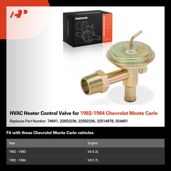 HVAC Heater Control Valve for 1982-1984 Chevrolet Monte Carlo