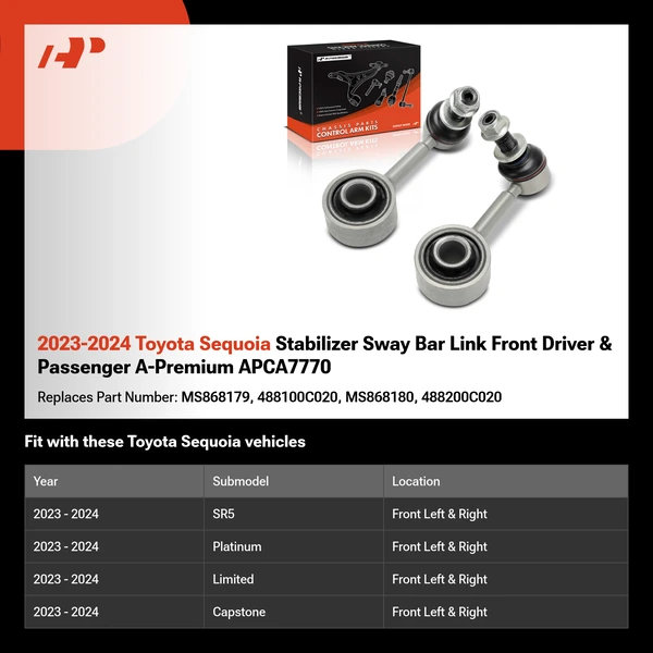 2023-2024 Toyota Sequoia Stabilizer Sway Bar Link Front Driver & Passenger A-Premium APCA7770