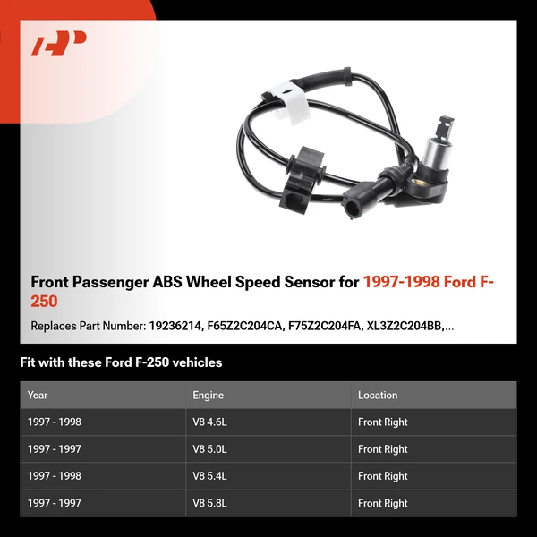 Front Passenger ABS Wheel Speed Sensor for 1997-1998 Ford F-250