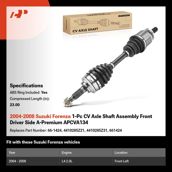 2004-2008 Suzuki Forenza 1-Pc CV Axle Shaft Assembly Front Driver Side A-Premium APCVA134
