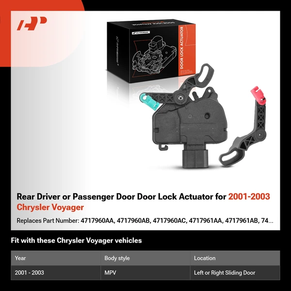 Rear Driver or Passenger Door Door Lock Actuator for 2001-2003 Chrysler Voyager