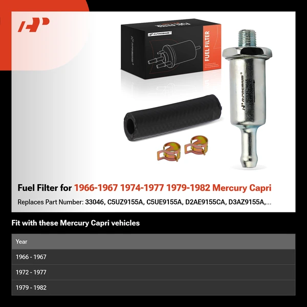 Fuel Filter for 1966-1967 1974-1977 1979-1982 Mercury Capri