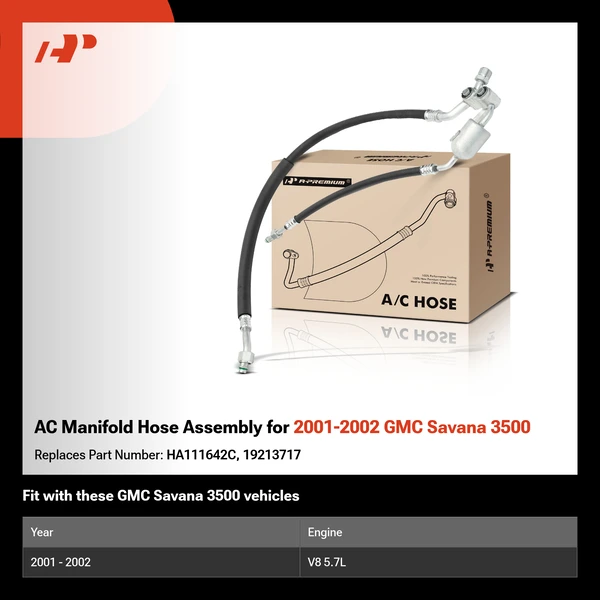 AC Manifold Hose Assembly for 2001-2002 GMC Savana 3500