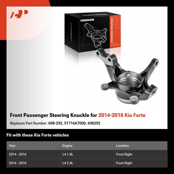 Front Passenger Steering Knuckle for 2014-2018 Kia Forte
