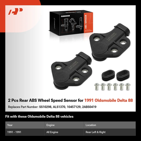 2 Pcs Rear ABS Wheel Speed Sensor for 1991 Oldsmobile Delta 88