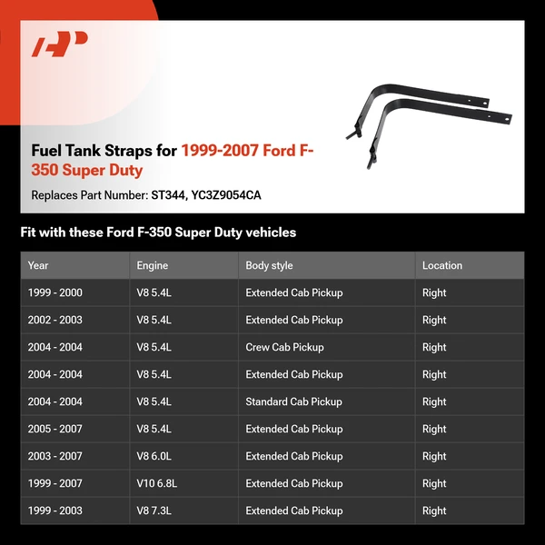 Fuel Tank Straps for 1999-2007 Ford F-350 Super Duty