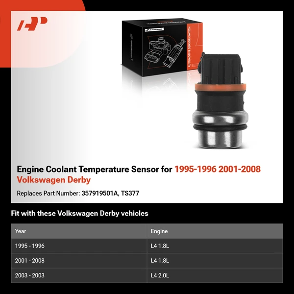 Engine Coolant Temperature Sensor for 1995-1996 2001-2008 Volkswagen Derby