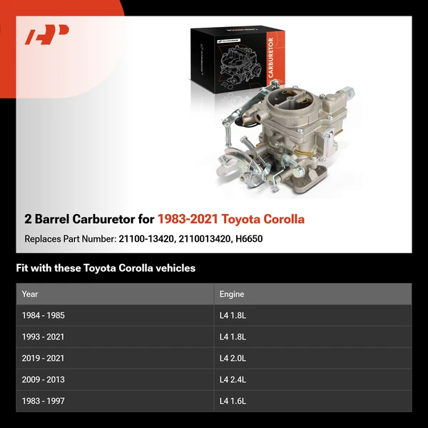 2 Barrel Carburetor for 1983-2021 Toyota Corolla