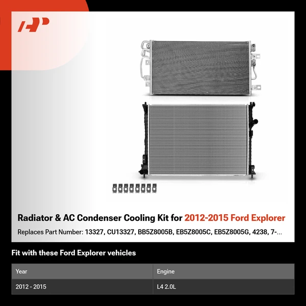 Radiator & AC Condenser Cooling Kit for 2012-2015 Ford Explorer