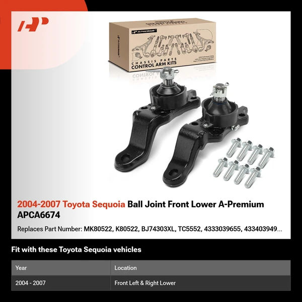 2004-2007 Toyota Sequoia Ball Joint Front Lower A-Premium APCA6674