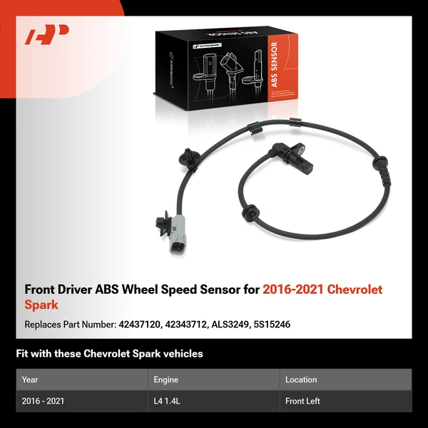 Front Driver ABS Wheel Speed Sensor for 2016-2021 Chevrolet Spark