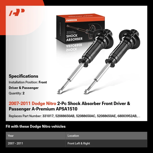 2007-2011 Dodge Nitro 2-Pc Shock Absorber Front Driver & Passenger A-Premium APSA1510