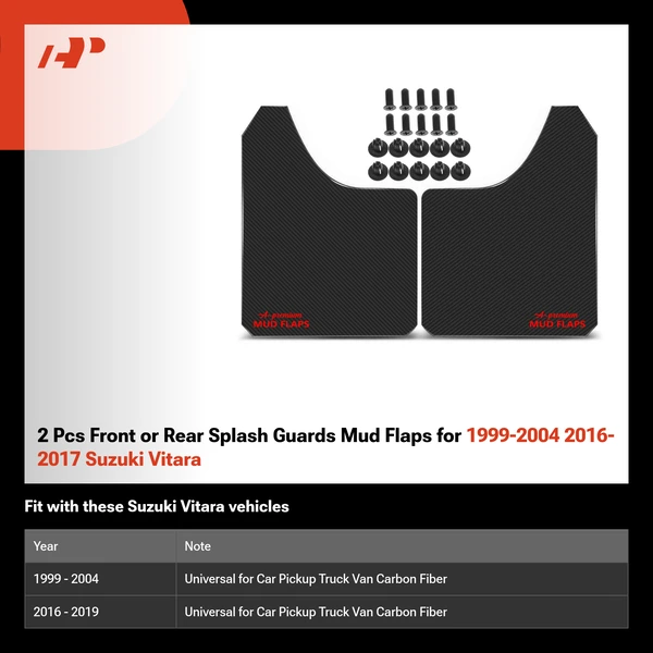2 Pcs Front or Rear Splash Guards Mud Flaps for 1999-2004 2016-2017 Suzuki Vitara