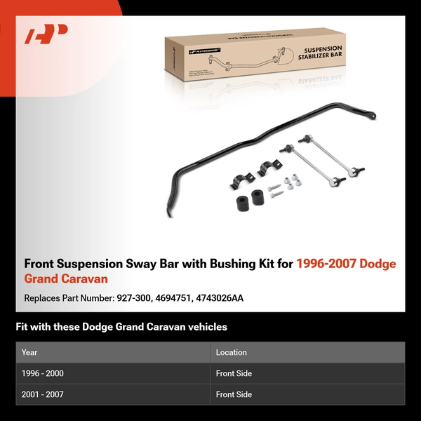 Front Suspension Sway Bar with Bushing Kit for 1996-2007 Dodge Grand Caravan