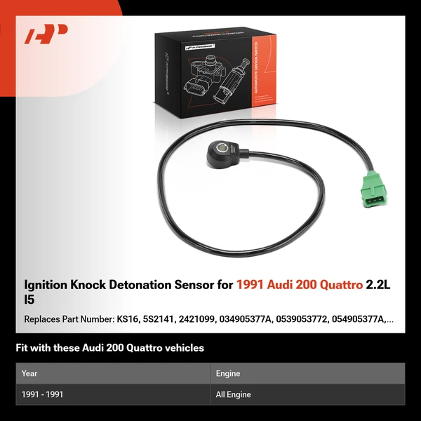 Ignition Knock Detonation Sensor for 1991 Audi 200 Quattro 2.2L l5