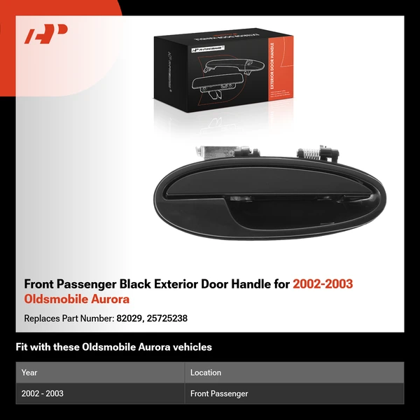 Front Passenger Black Exterior Door Handle for 2002-2003 Oldsmobile Aurora