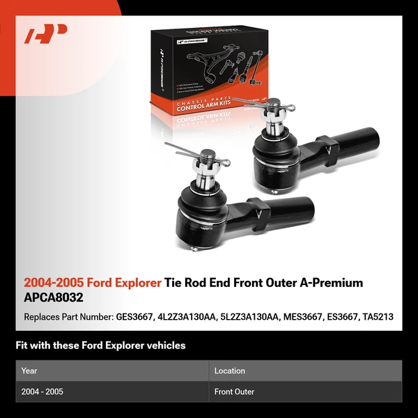 2004-2005 Ford Explorer Tie Rod End Front Outer A-Premium APCA8032