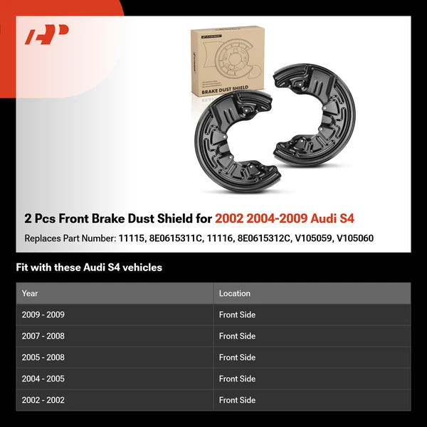 2 Pcs Front Brake Dust Shield for 2002 2004-2009 Audi S4