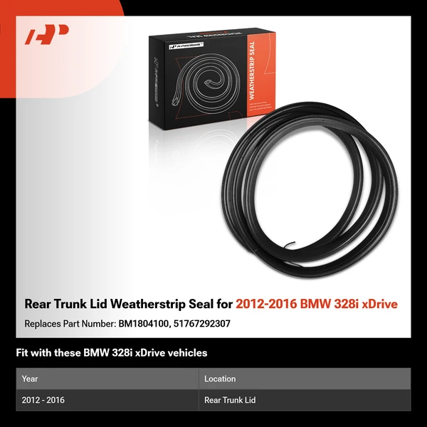 Rear Trunk Lid Weatherstrip Seal for 2012-2016 BMW 328i xDrive