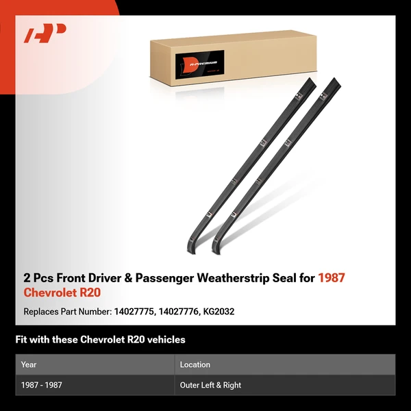 2 Pcs Front Driver & Passenger Weatherstrip Seal for 1987 Chevrolet R20
