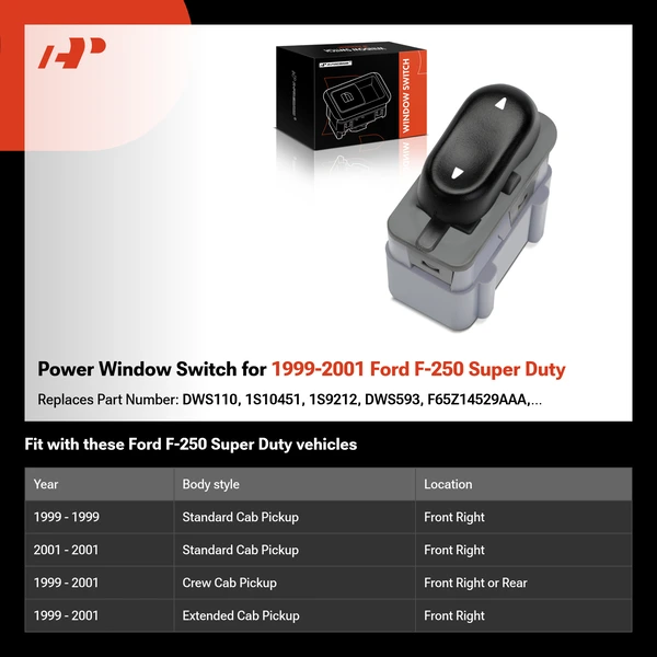 Power Window Switch for 1999-2001 Ford F-250 Super Duty