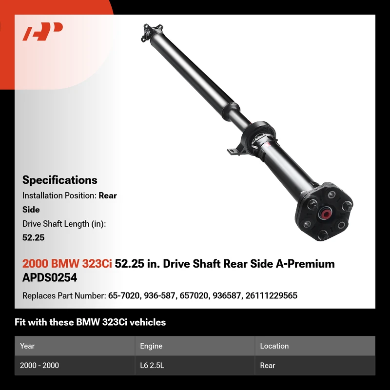 2000 BMW 323Ci 52.25 in. Drive Shaft Rear Side A-Premium APDS0254