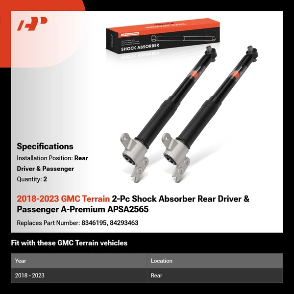 2018-2023 GMC Terrain 2-Pc Shock Absorber Rear Driver & Passenger A-Premium APSA2565