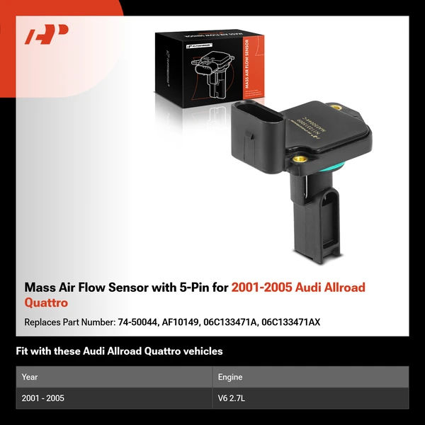 Mass Air Flow Sensor with 5-Pin for 2001-2005 Audi Allroad Quattro