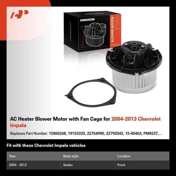 AC Heater Blower Motor with Fan Cage for 2004-2013 Chevrolet Impala