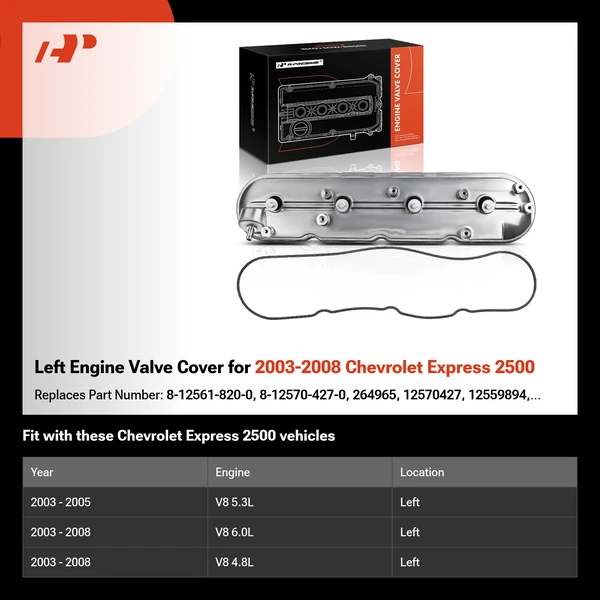 Left Engine Valve Cover for 2003-2008 Chevrolet Express 2500
