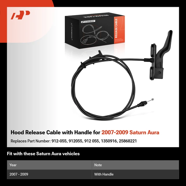 Hood Release Cable with Handle for 2007-2009 Saturn Aura