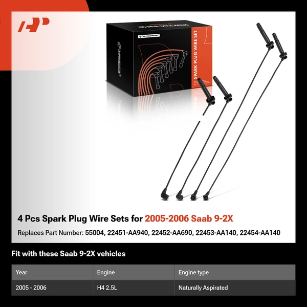 4 Pcs Spark Plug Wire Sets for 2005-2006 Saab 9-2X