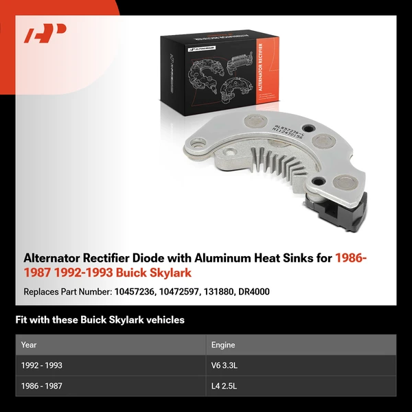 Alternator Rectifier Diode with Aluminum Heat Sinks for 1986-1987 1992-1993 Buick Skylark