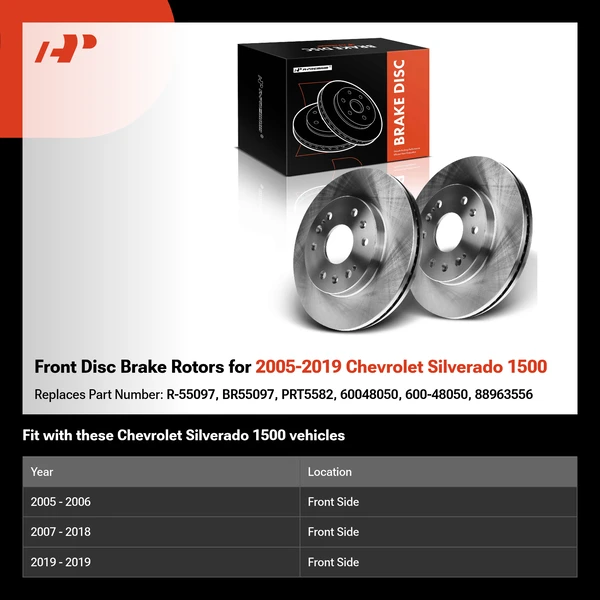 Front Disc Brake Rotors for 2005-2019 Chevrolet Silverado 1500