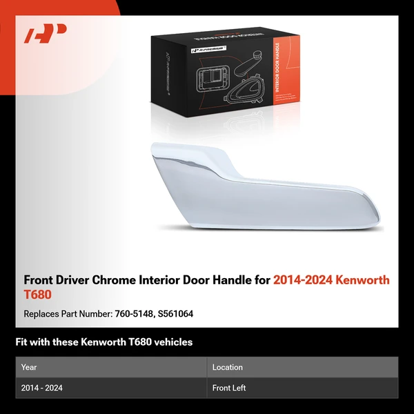 Front Driver Chrome Interior Door Handle for 2014-2024 Kenworth T680
