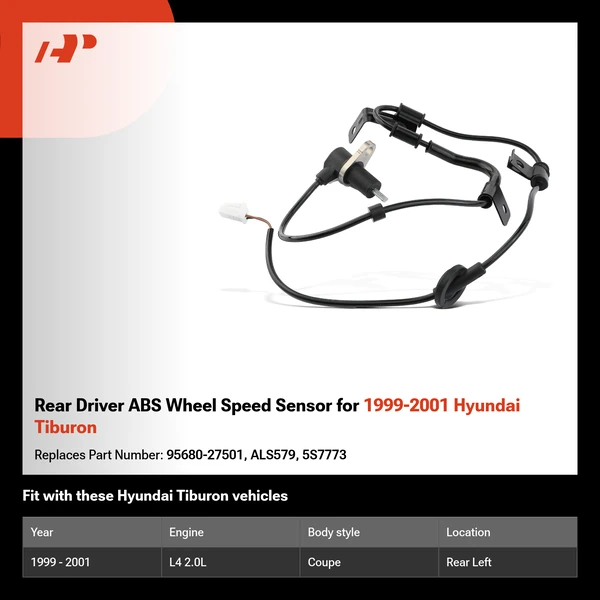 Rear Driver ABS Wheel Speed Sensor for 1999-2001 Hyundai Tiburon