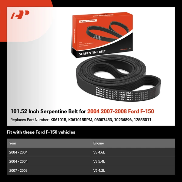 101.52 Inch Serpentine Belt for 2004 2007-2008 Ford F-150